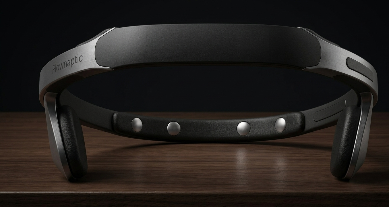 Le casque Flownaptic sur son socle