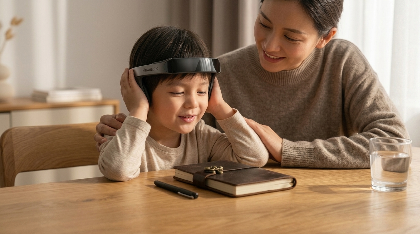 Maman et enfant avec le casque